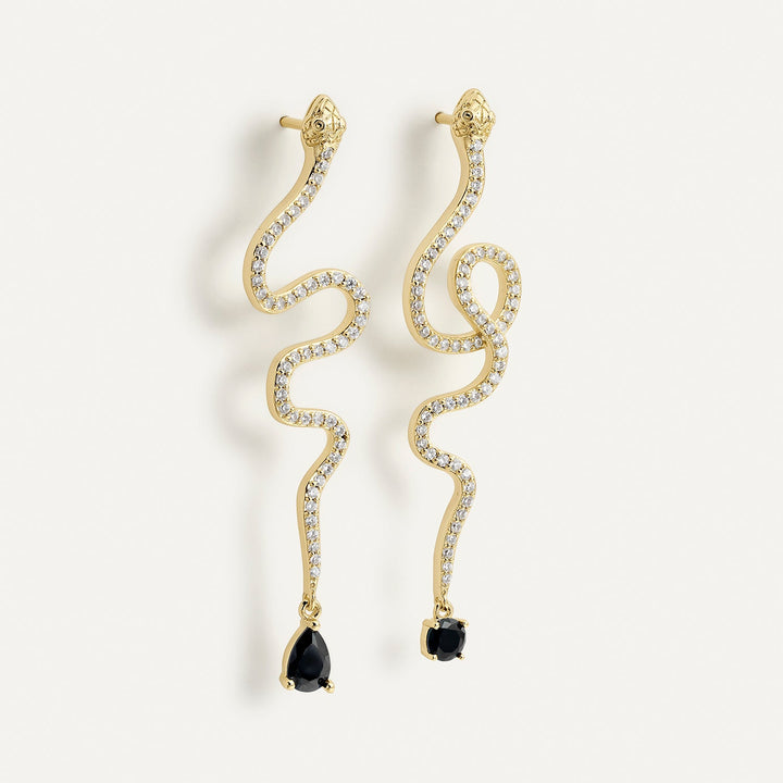 PYTHON NOIRE ASYMMETRICAL EARRINGS