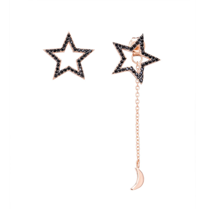 DAZZLING-STARS ROSE GOLD ASYMMETRICAL EARRINGS