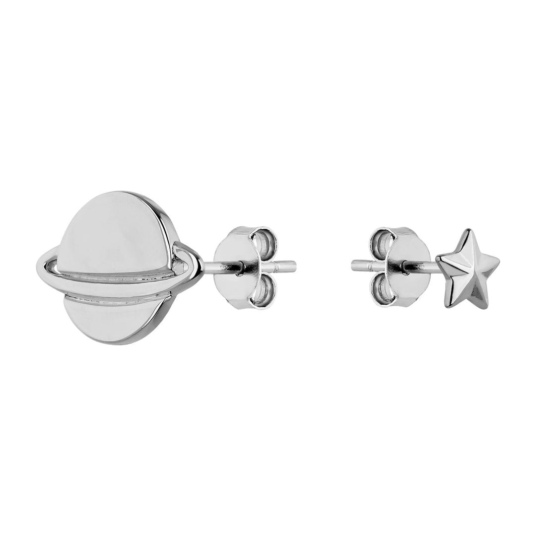 Asymmetrische Ohrringe Silber Galaxier  