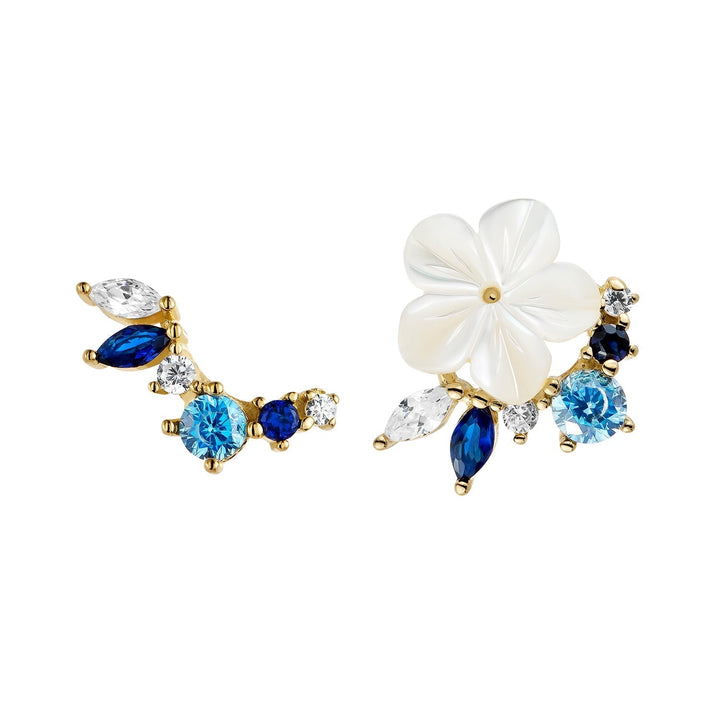 Asymmetrische Ohrringe Blue Bouquet  