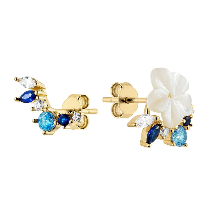 Asymmetrische Ohrringe Blue Bouquet  