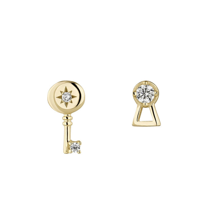 BRINCOS ASSIMÉTRICOS LOCK AND KEY AMULET