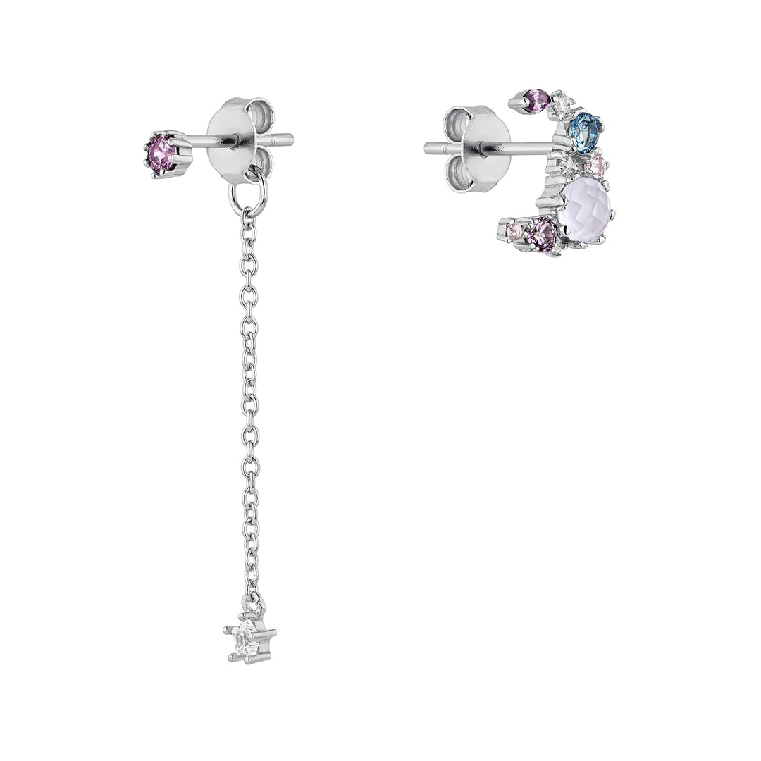 ORECCHINI ASIMMETRICI IN ARGENTO CANDY-MOON