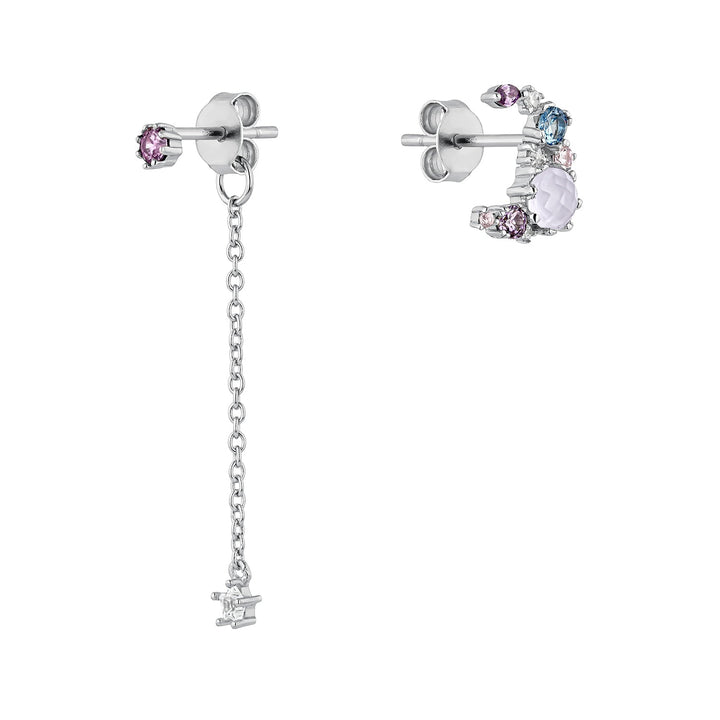 ORECCHINI ASIMMETRICI IN ARGENTO CANDY-MOON