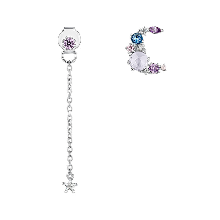 ORECCHINI ASIMMETRICI IN ARGENTO CANDY-MOON