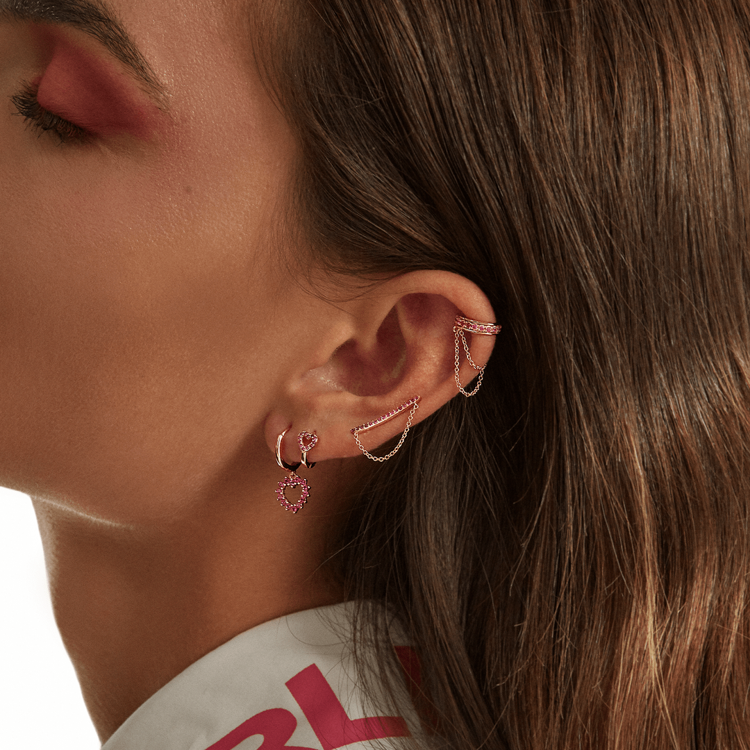 PENDIENTE ARO CON CORAZÓN PLATA ZIRA - Blissou Jewelry