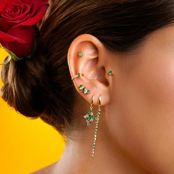 Orecchino piercing verde smeraldo Luz