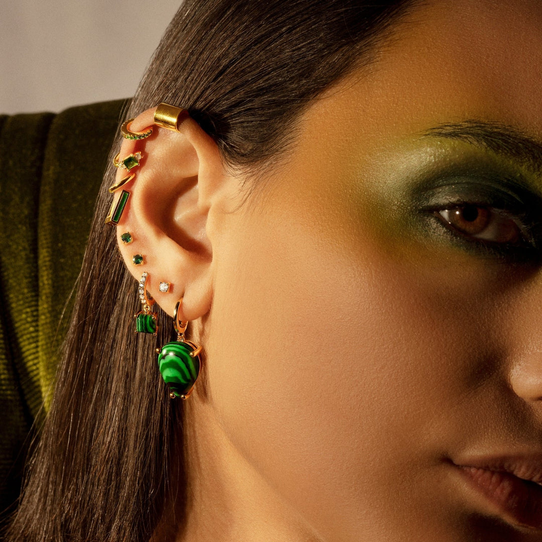 Orecchino piercing verde smeraldo Luz