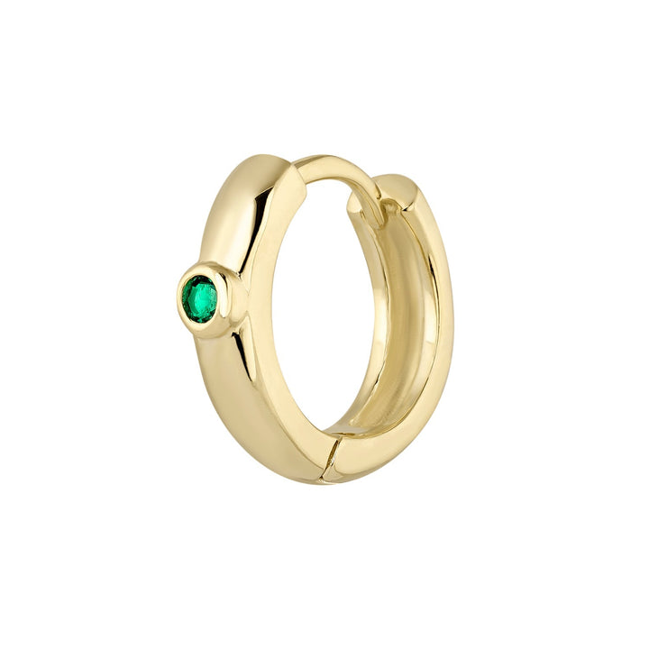 YELLOW GOLD GREEN SERENA HOOP PIERCING EARRING