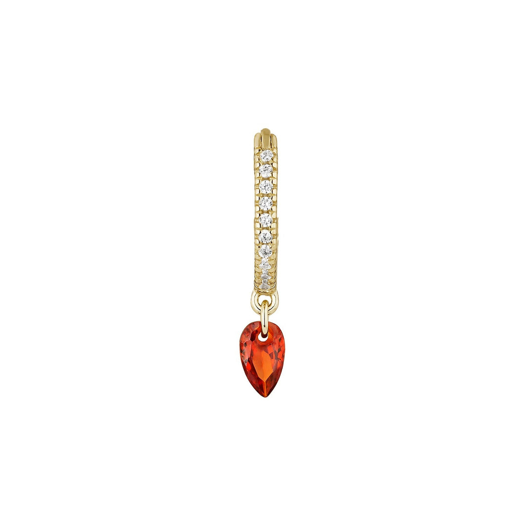 YELLOW GOLD GARNET CHIC HOOP PIERCING EARRING