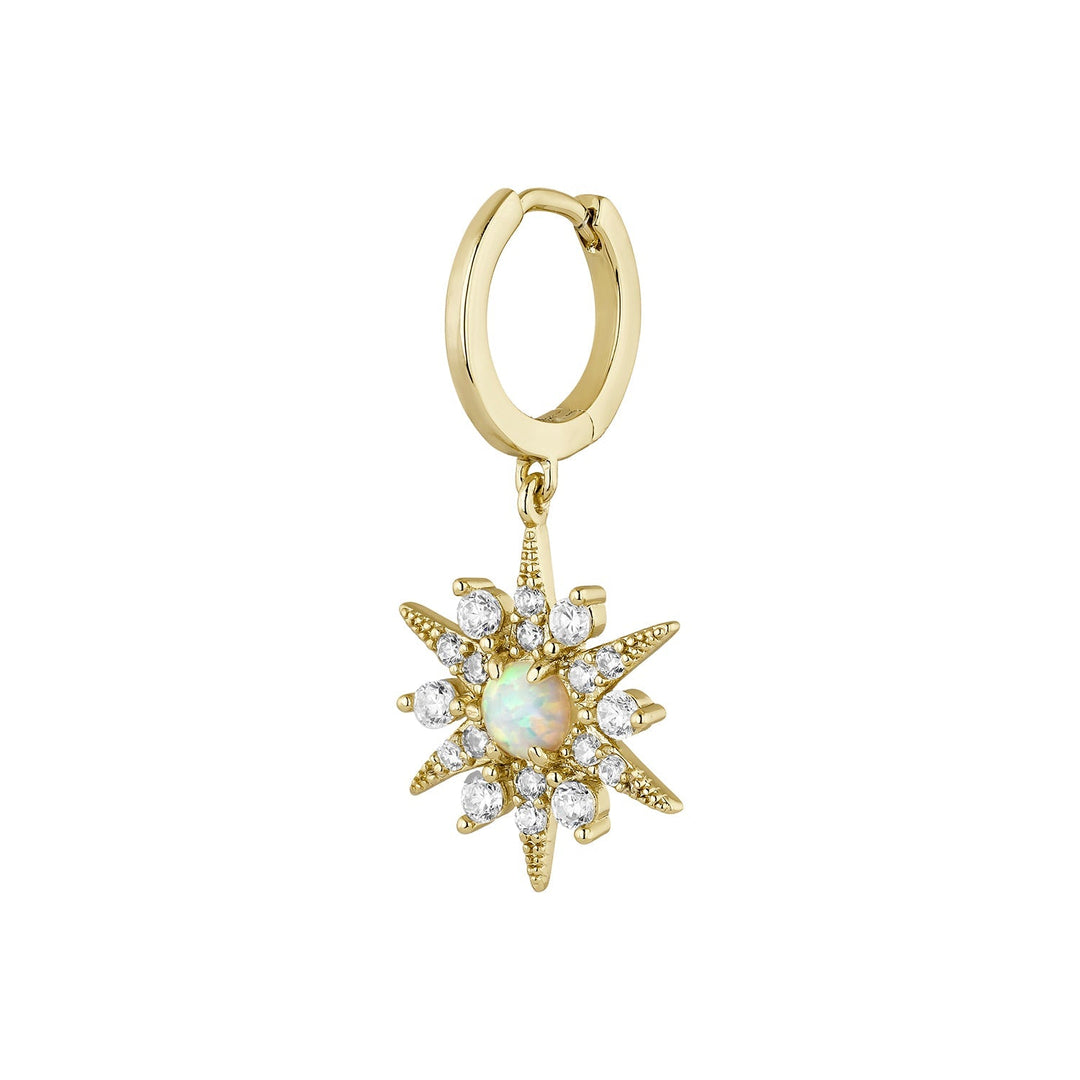 OPAL-STAR HOOP PIERCING EARRING