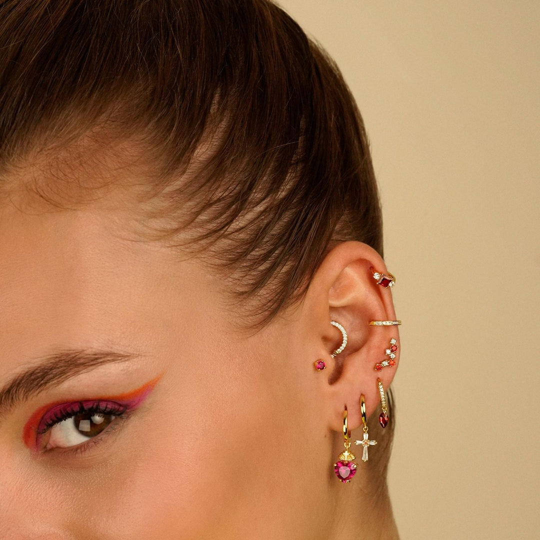 PENDIENTE PIERCING ARO RUBY HEART