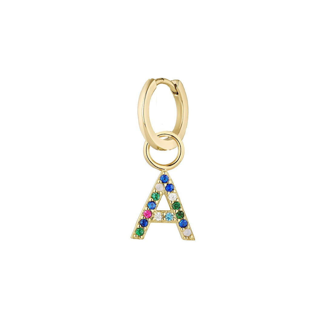 GOLD ALPHABET A HOOP PIERCING EARRING