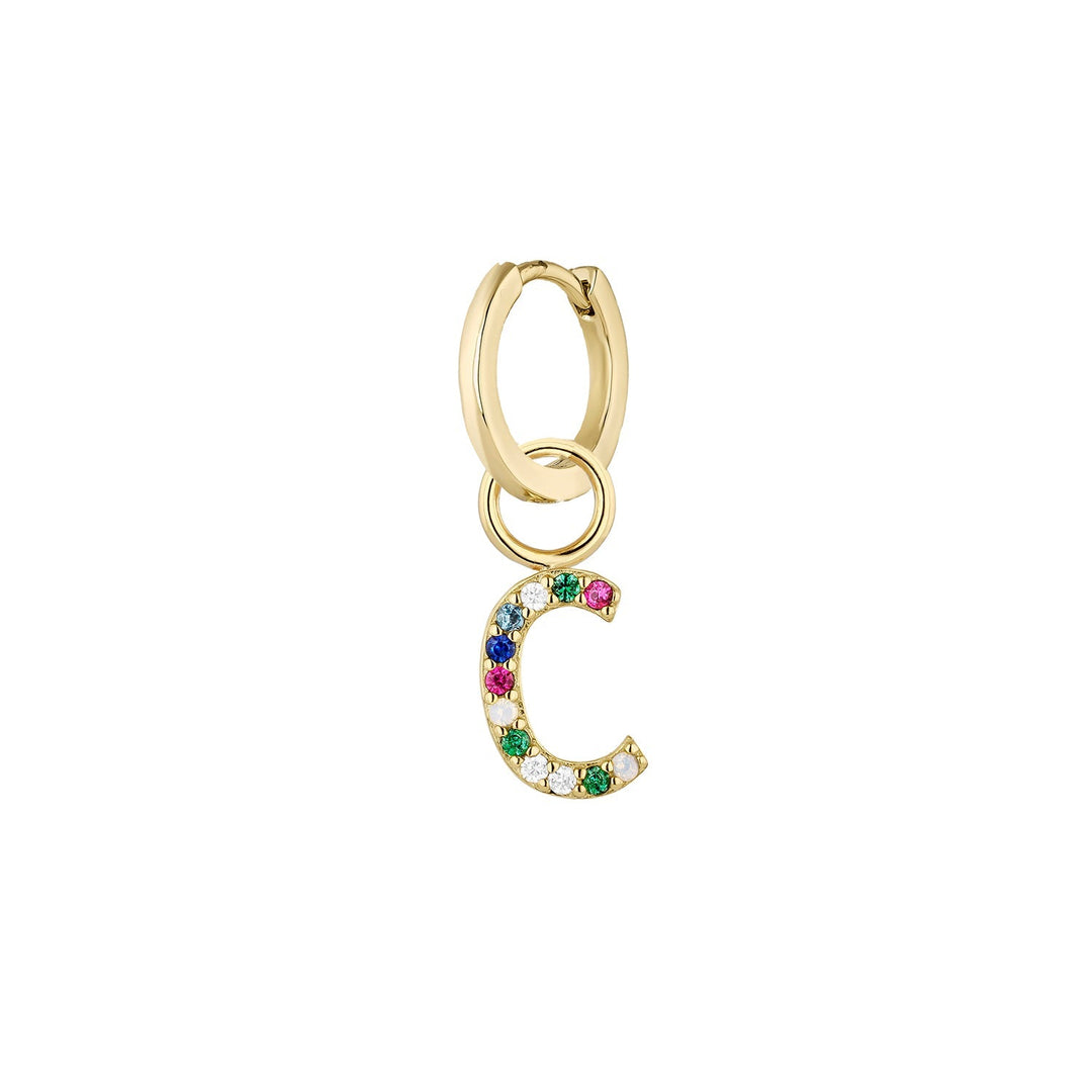 GOLD PIERCING OHRRING ALPHABET C RING
