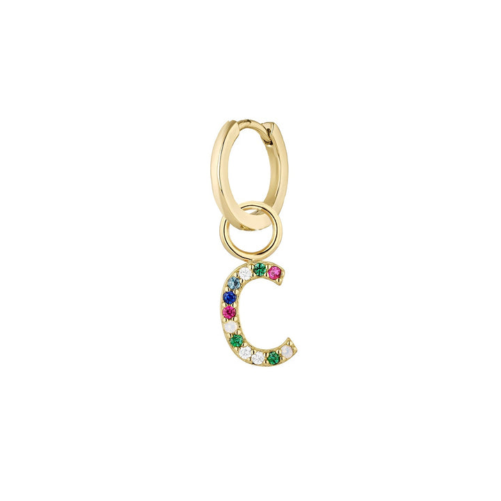 GOLD PIERCING OHRRING ALPHABET C RING
