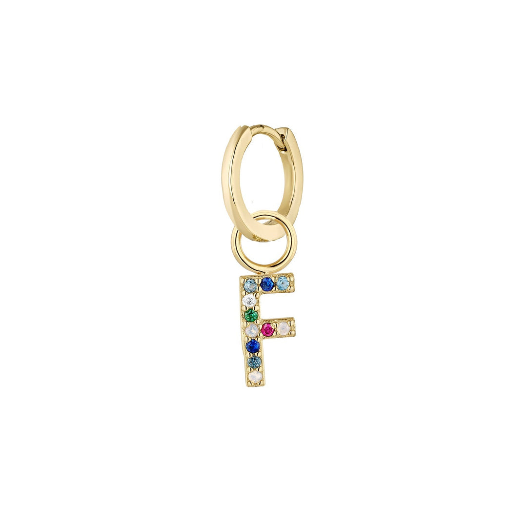 PENDIENTE PIERCING ARO GOLD ALPHABET F