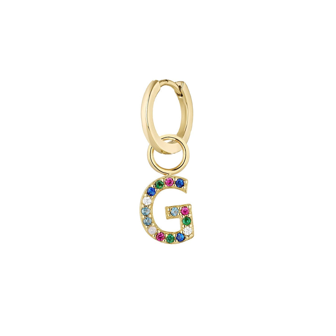 GOLD ALPHABET G HOOP PIERCING EARRING