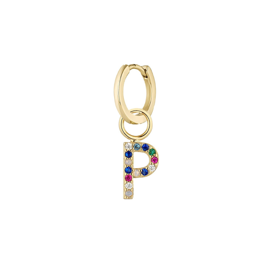 GOLD PIERCING OHRRING ALPHABET P RING