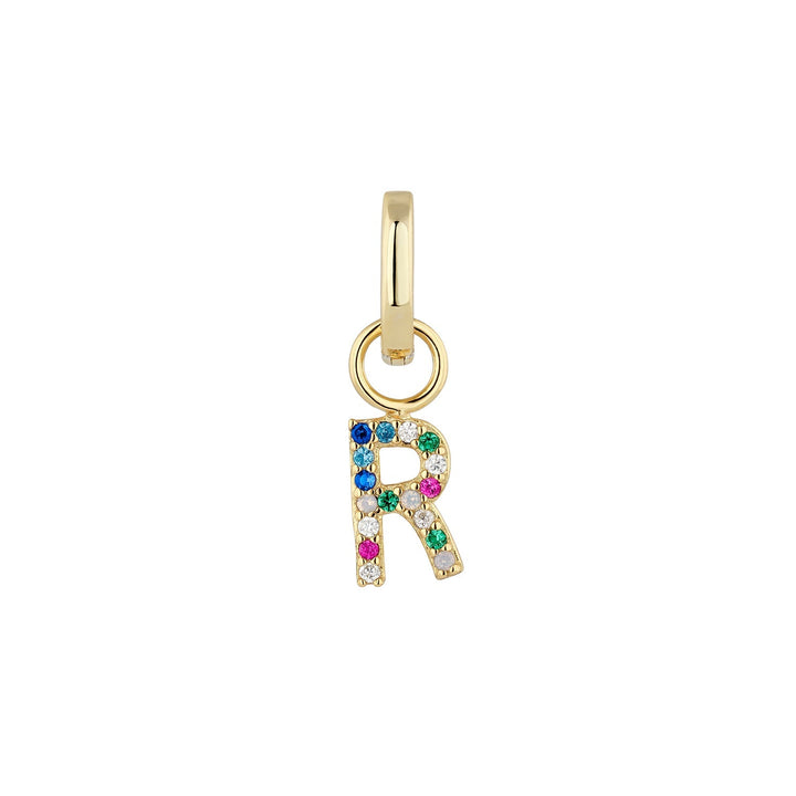 GOLD HOOP PIERCING EARRING ALPHABET R