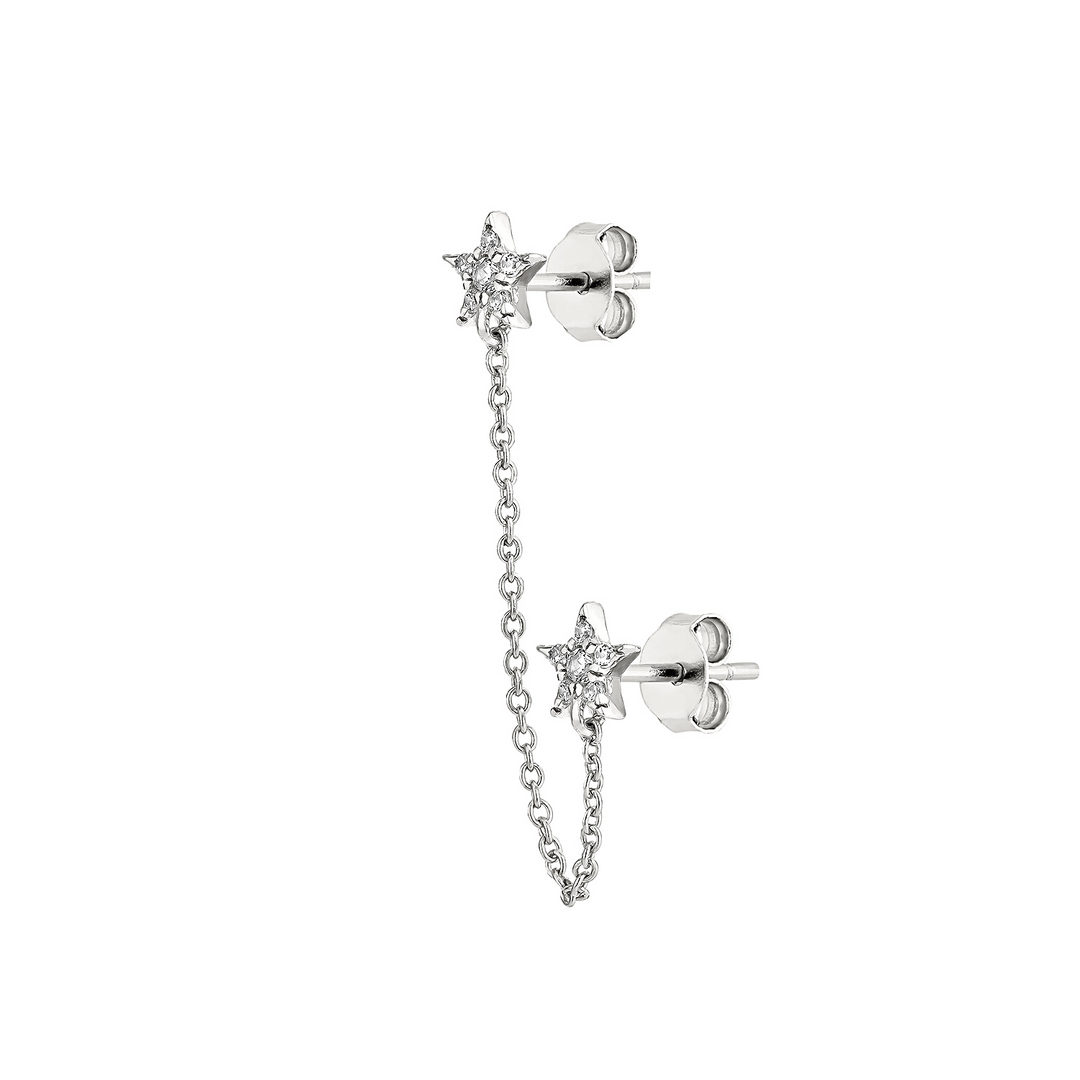 MULTIPLE SILVER PIERCING EARRING STELLAR COUPLE