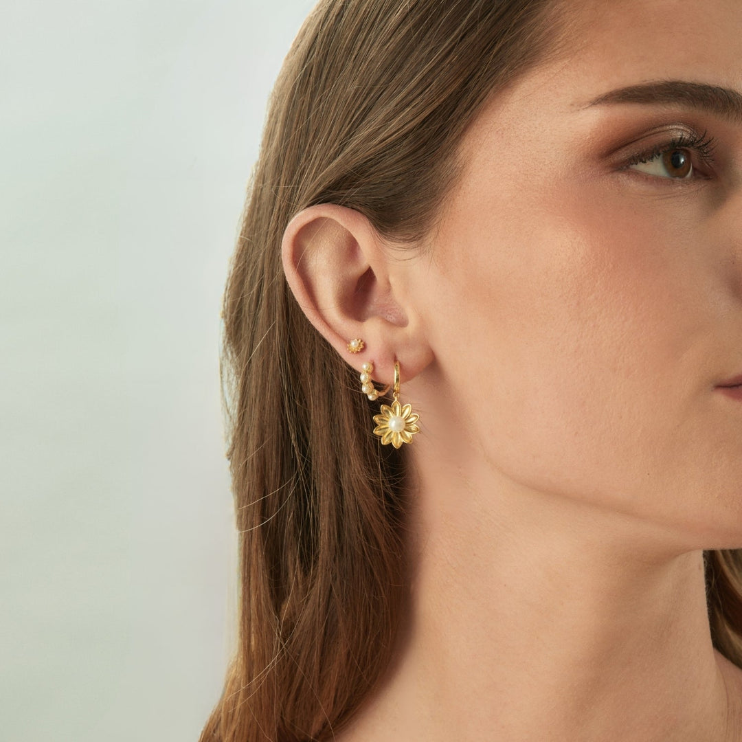 PENDIENTE PIERCING FLOWER-PEARL