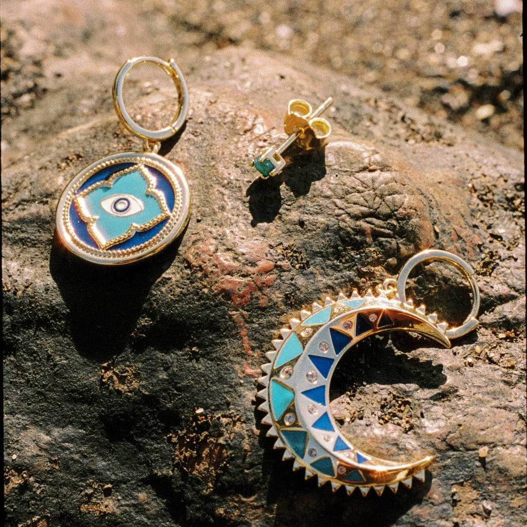 Piercing-Ohrring Gelbgold Amazonit Luz