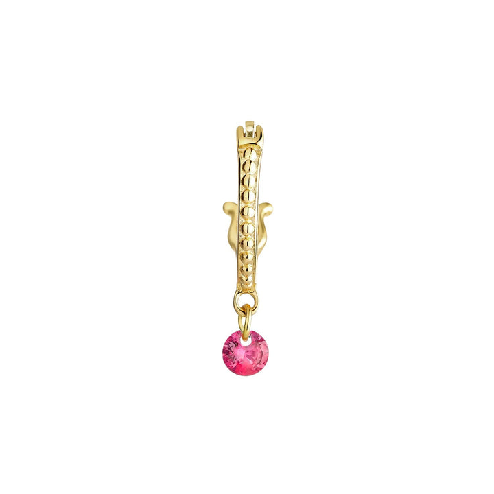 YELLOW GOLD CORUNDUM CHIC-W HOOP PIERCING EARRING