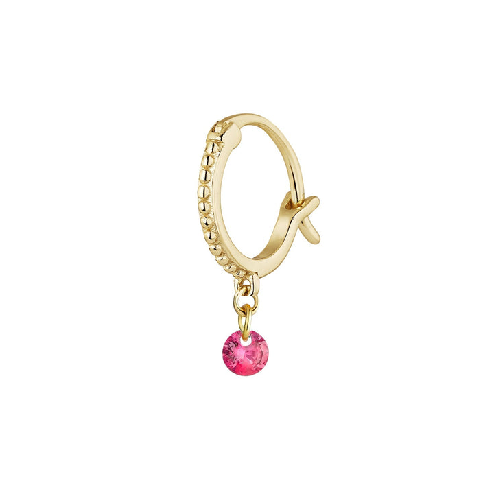 YELLOW GOLD CORUNDUM CHIC-W HOOP PIERCING EARRING