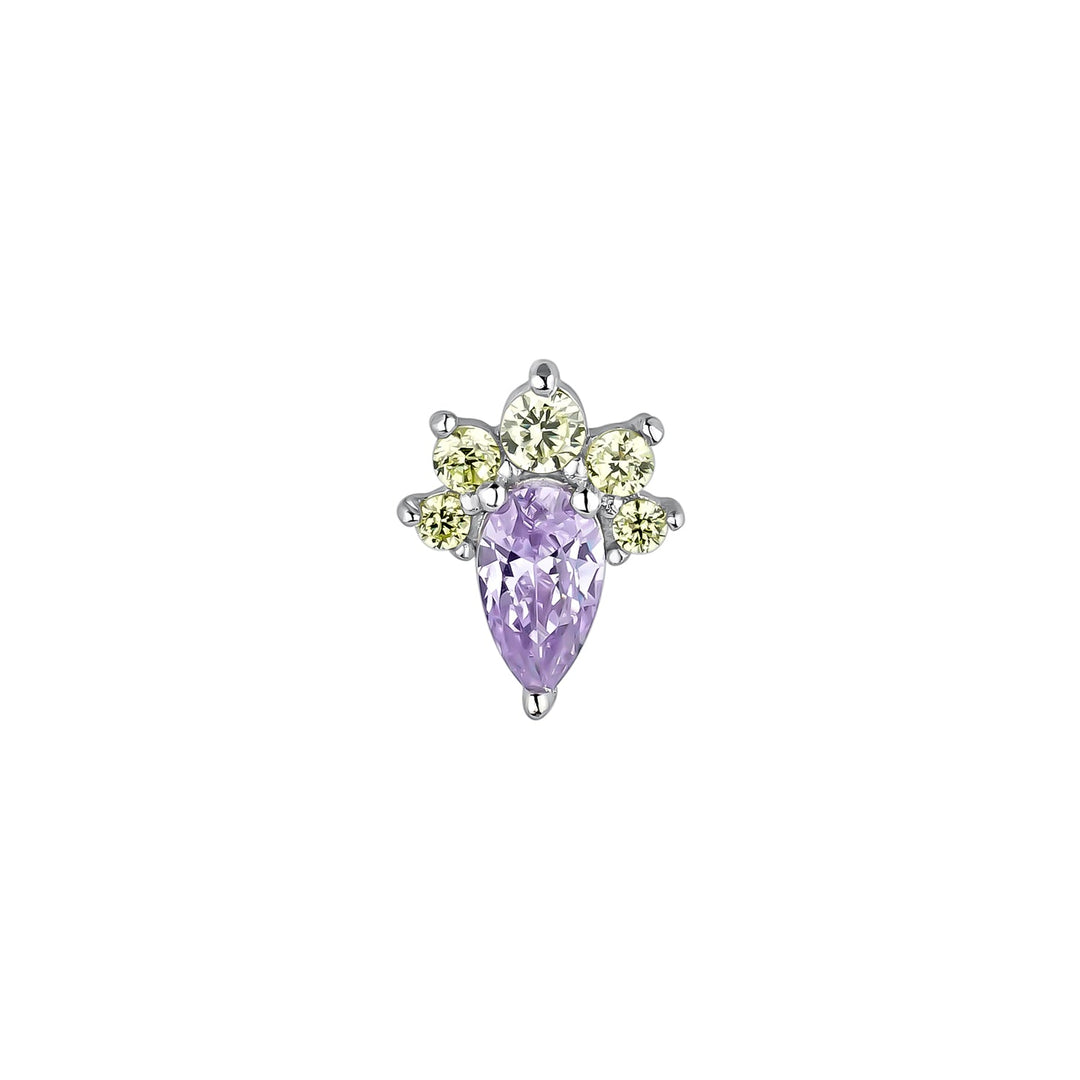 ZILVEREN PIERCING OORBEL LILA LOIDA