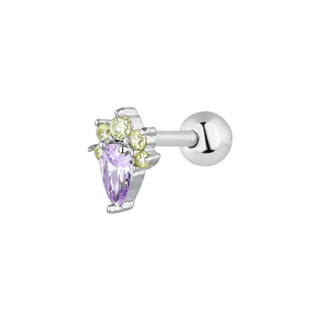 ZILVEREN PIERCING OORBEL LILA LOIDA