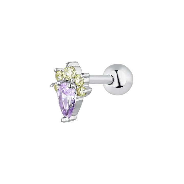 ZILVEREN PIERCING OORBEL LILA LOIDA
