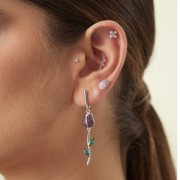 ORECCHINO PIERCING IN ARGENTO FLEUR-PERLE