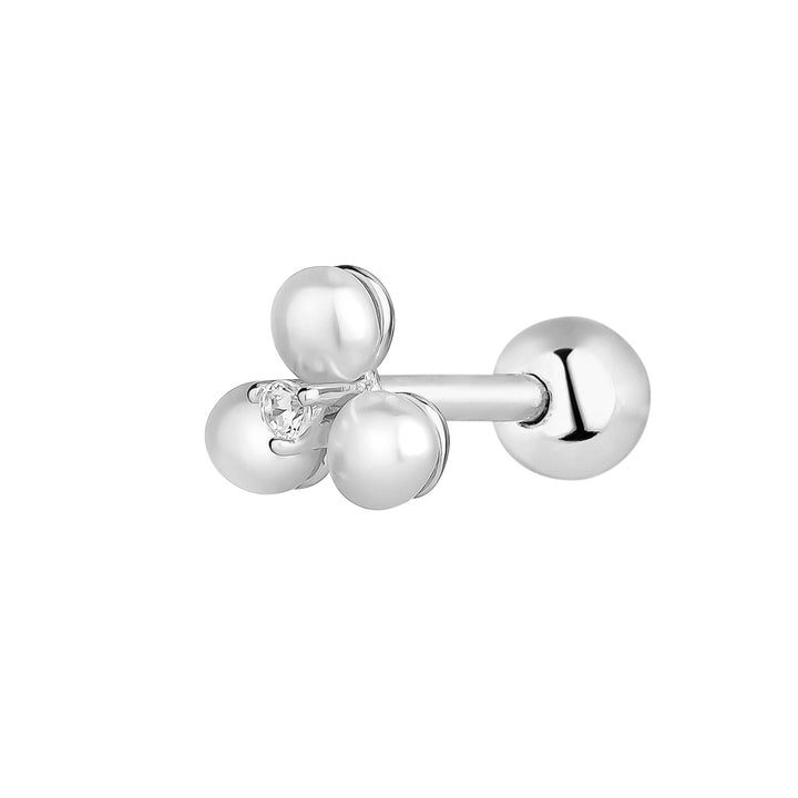 ZILVEREN PIERCING OORBEL PERLE IRIS