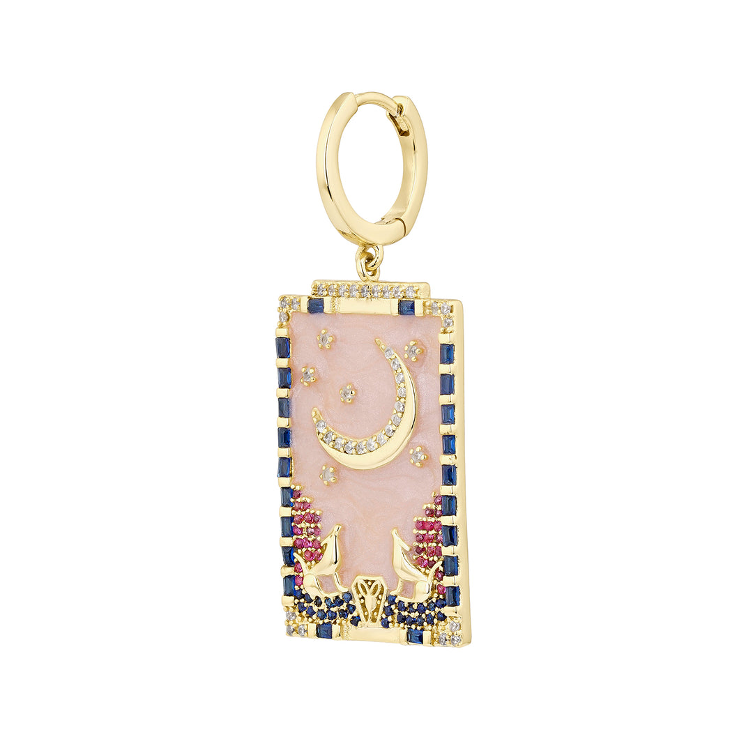 PENDIENTE PIERCING ARO CARTAS TAROT LA-LUNA