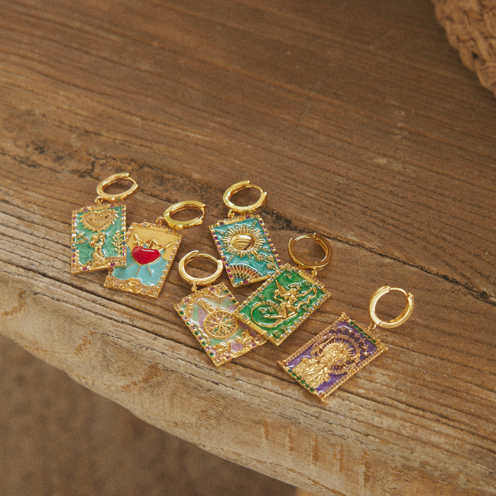 PIERCING-Ohrring Creole Tarotkarten Glücksrad