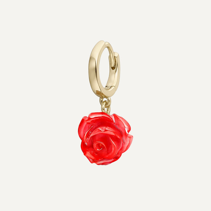 RED ROSE HOOP PIERCING EARRING