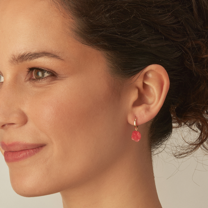 RED ROSE HOOP PIERCING EARRING