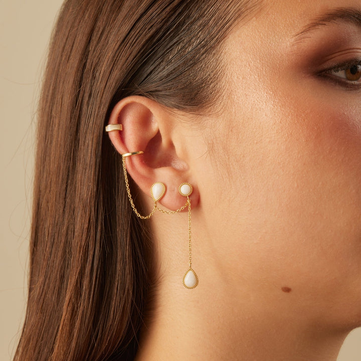ORECCHINO PIERCING MULTIPLO GOCCE DI AGATA BIANCA