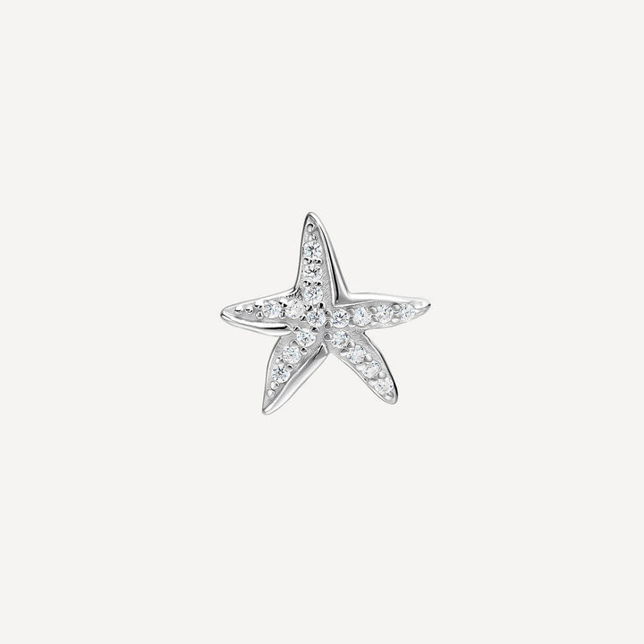 SILVER MARINE STAR PIERCING EARRING