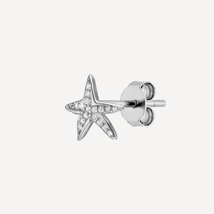 SILVER MARINE STAR PIERCING EARRING