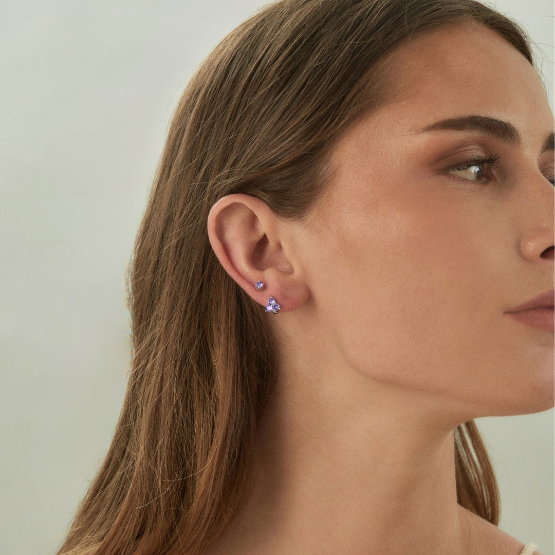 PENDIENTE PIERCING DE PLATA AMATISTA LUZ