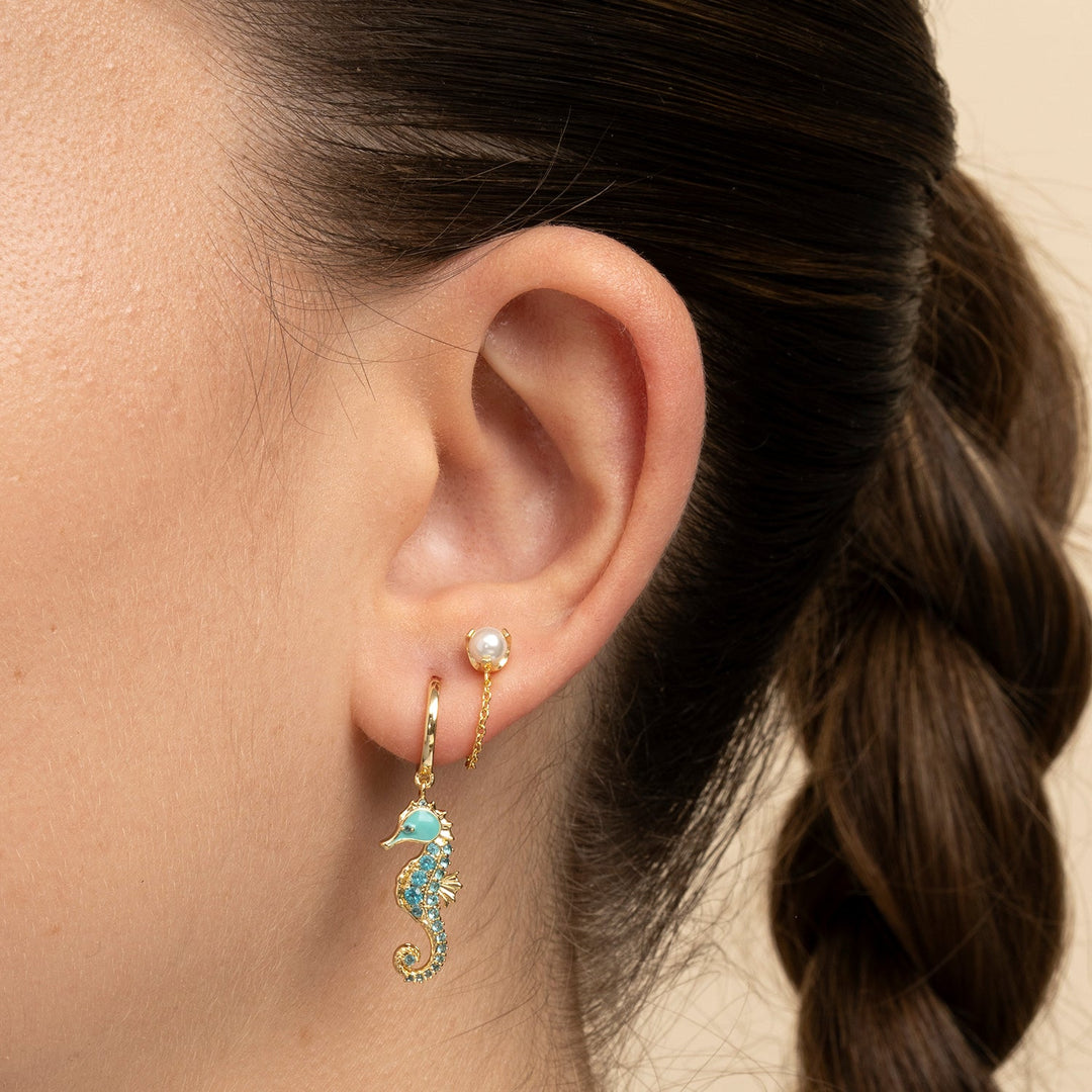 MOSAIK AQUA SEEPFERDCHEN CREOLEN-PIERCING