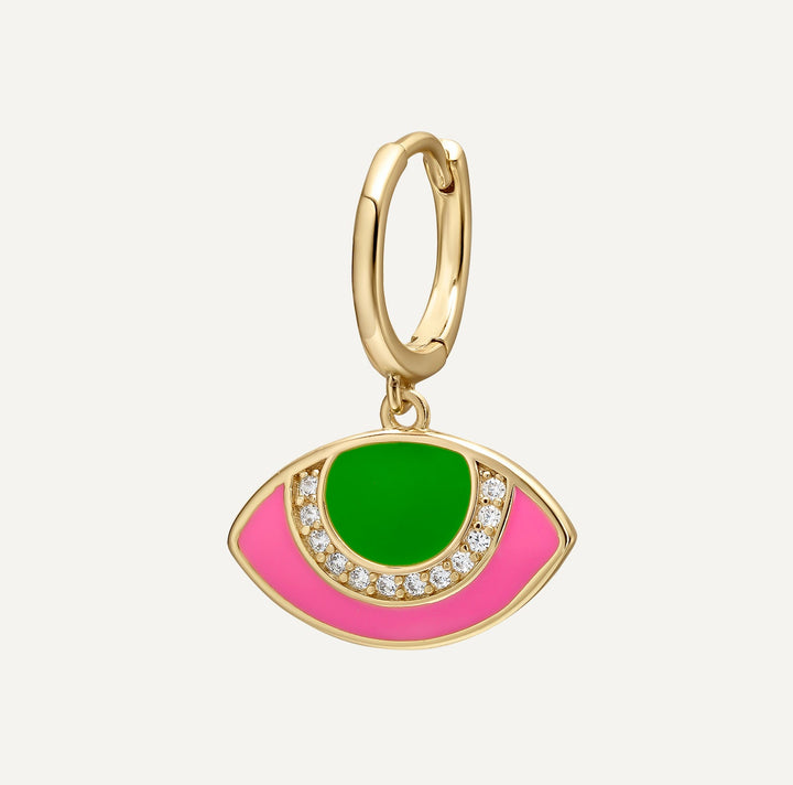 PENDIENTE PIERCING ARO MOSAÏQUE PINK EVIL EYE
