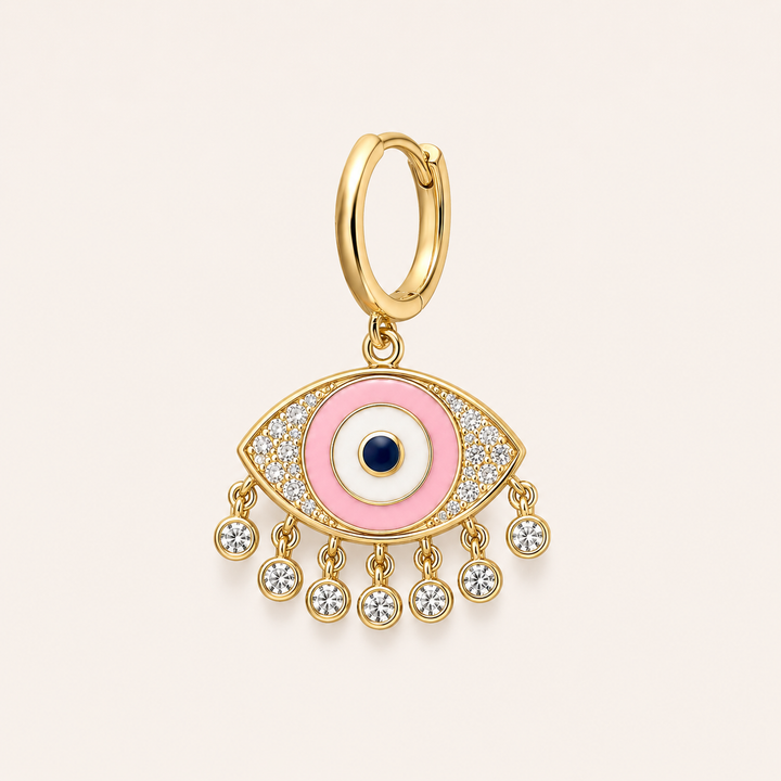 PENDIENTE PIERCING ARO MOSAÏQUE PINK POWER EVIL EYE