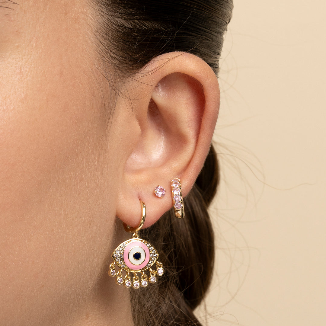PENDIENTE PIERCING ARO MOSAÏQUE PINK POWER EVIL EYE
