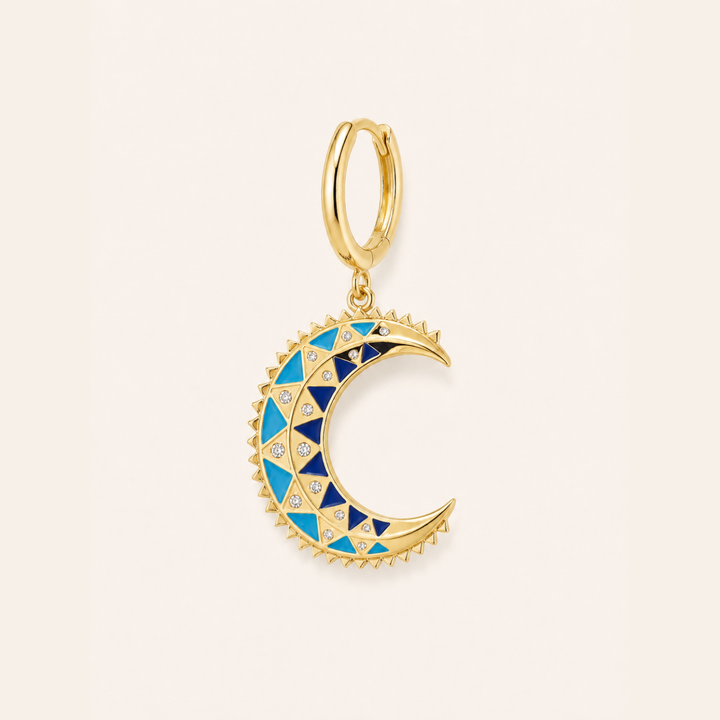 BRINCO PIERCING ARO AQUA MOSAÏQUE LUA