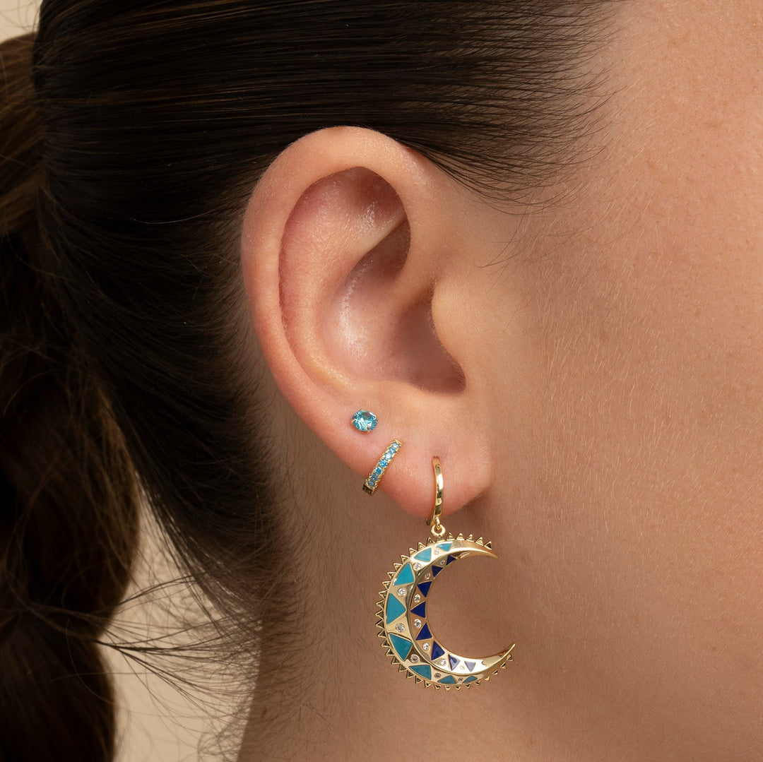 BRINCO PIERCING ARO AQUA MOSAÏQUE LUA
