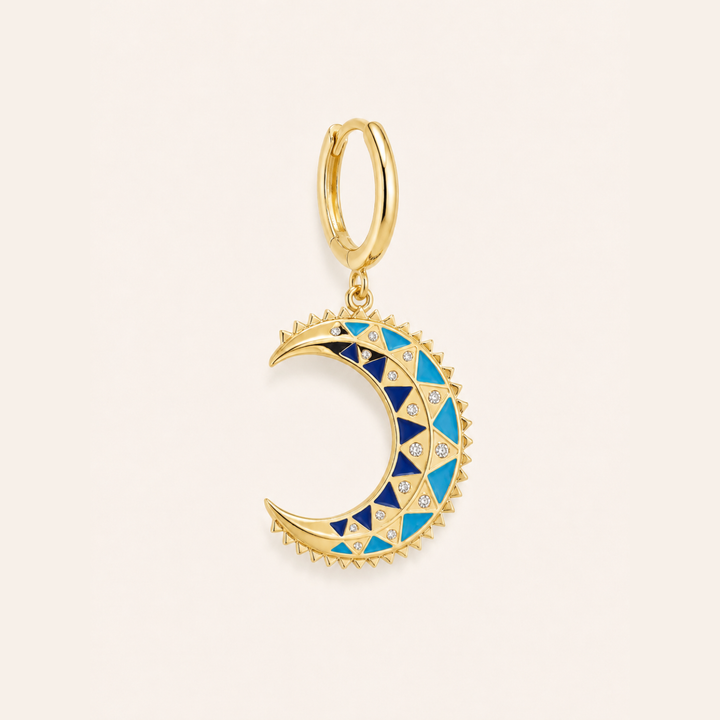 BRINCO PIERCING ARO AQUA MOSAÏQUE LUA