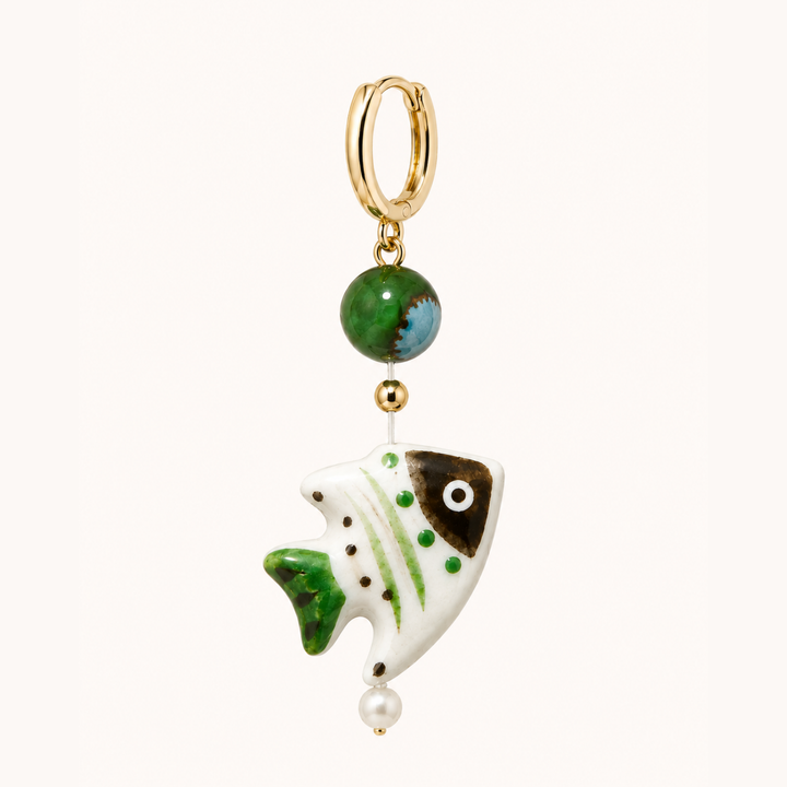 BRINCO PIERCING ARO PORCELANA VERDE D&