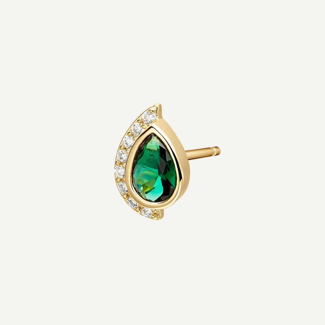 EMERALD DROP PIERCING EARRING